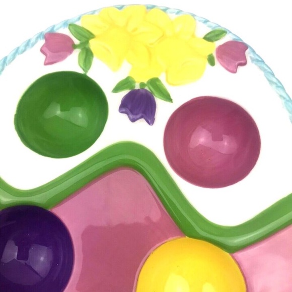 Easter Egg Holder plate tray dish holiday handcrafted decor centerpiece 6 holder - Picture 3 of 6